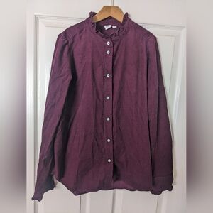 Women's Gap Corduroy Burgundy Button Down Shirt